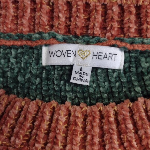 Women’s Woven Heart Multi-Color Striped Sweater – Size Large - Picture 4 of 15